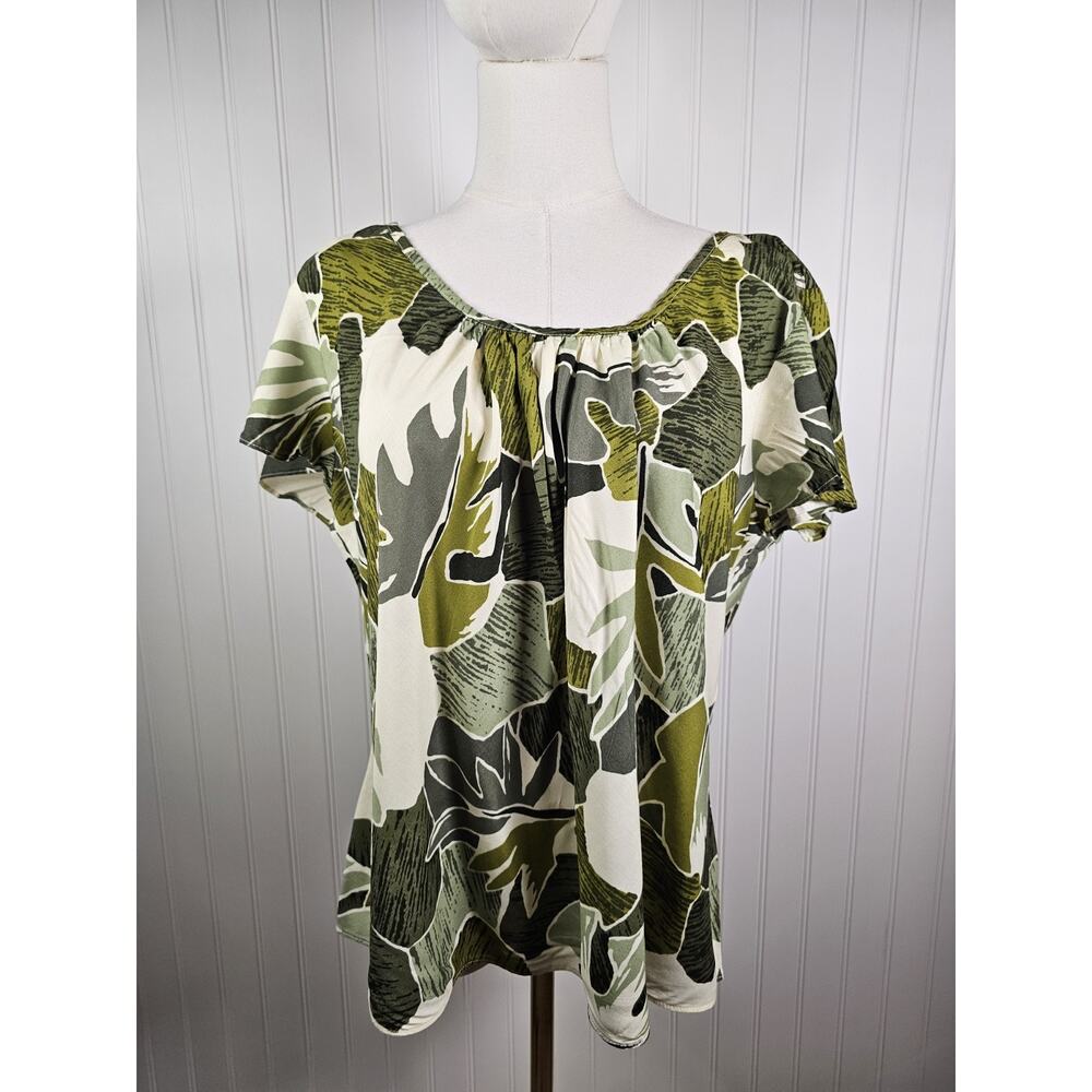 Hilo Hattie Tropical Floral Blouse Women's Size XL Aloha Rayon Vacation Casual